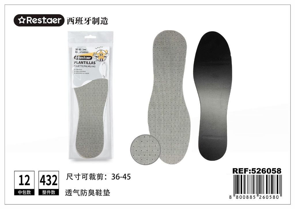 Plantillas recortables transpirables y antiolores T:36-45