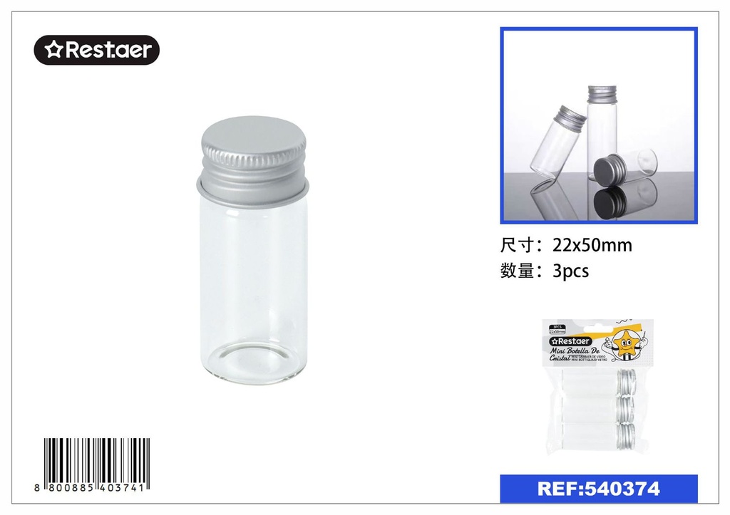 Mini botella de cristal 22*50 mm - Accesorios de costura