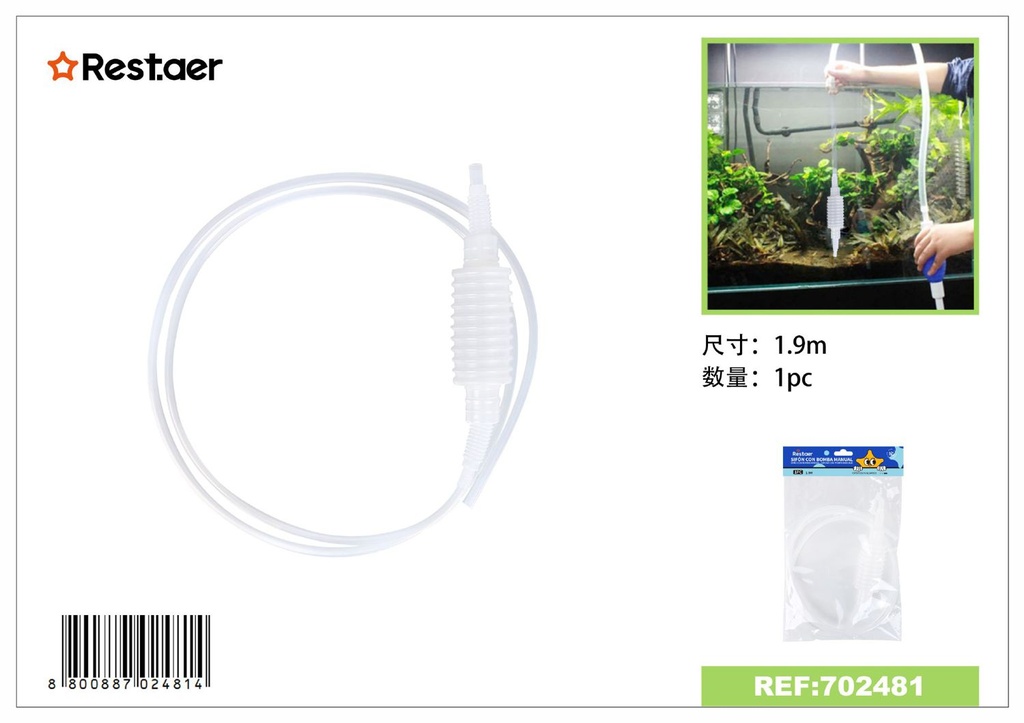 Sifón con bomba 1.9 m - Accesorios para acuarios
