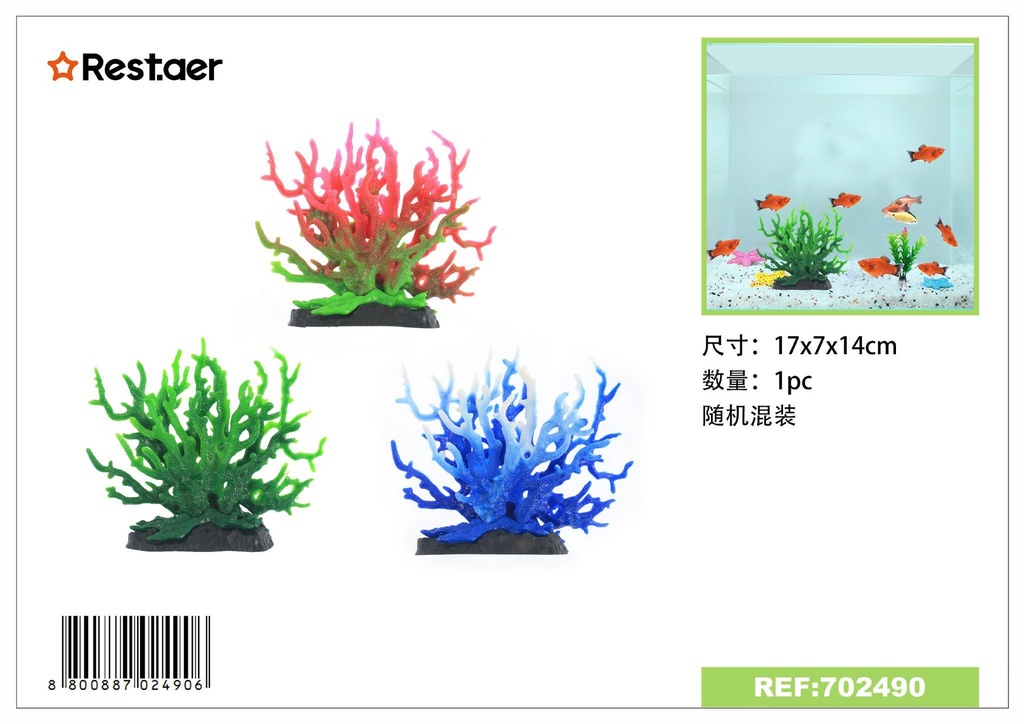 Adorno de acuario planta 17x7x14cm para decoración acuática