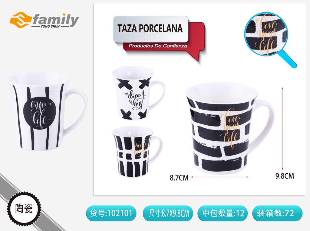 Taza de porcelana de 8.7 x 9.8 cm - Utensilios de cocina y cerámica decorativa