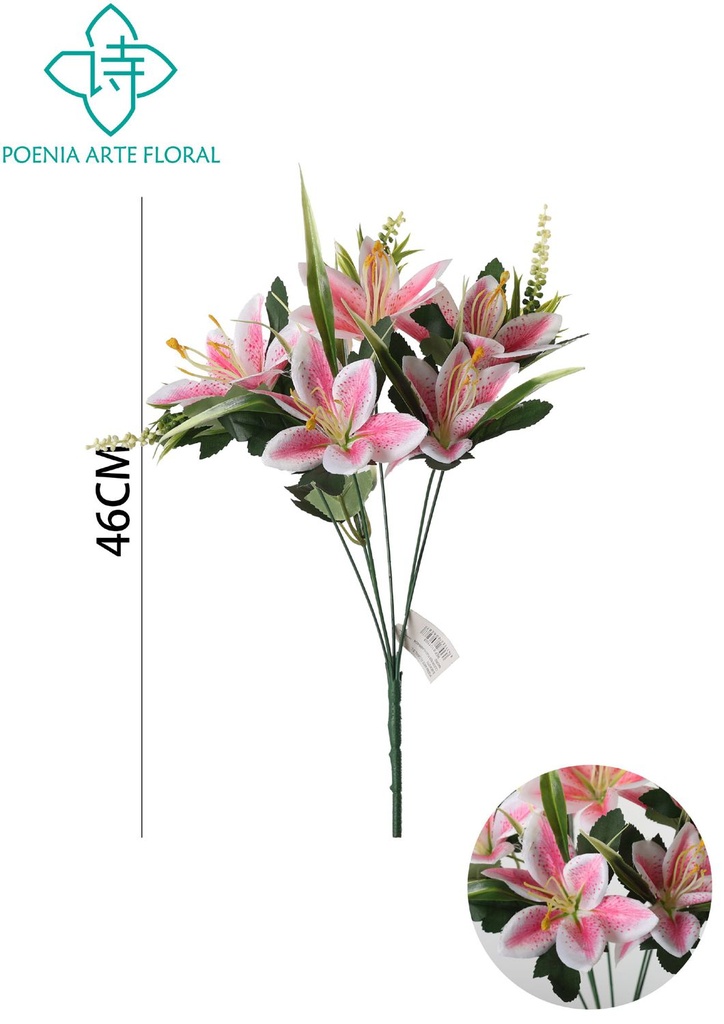 Ramo artificial de lirios 3D 6 cabezas - Decoración floral elegante