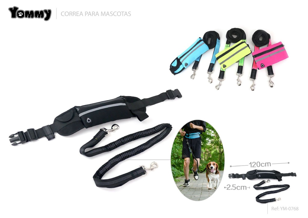 CORREA PARA MASCOTAS + BOLSA 2.5*120 cm - Accesorios de mascotas