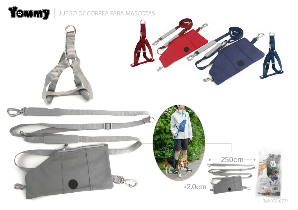 Correa para mascotas multifuncional con riñonera 2.0*250cm - Accesorios para gatos