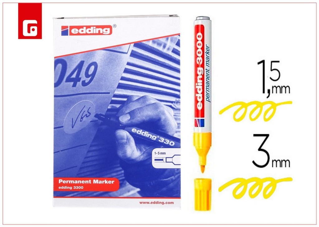 Rotulador EDDING 3000 amarillo - Material escolar