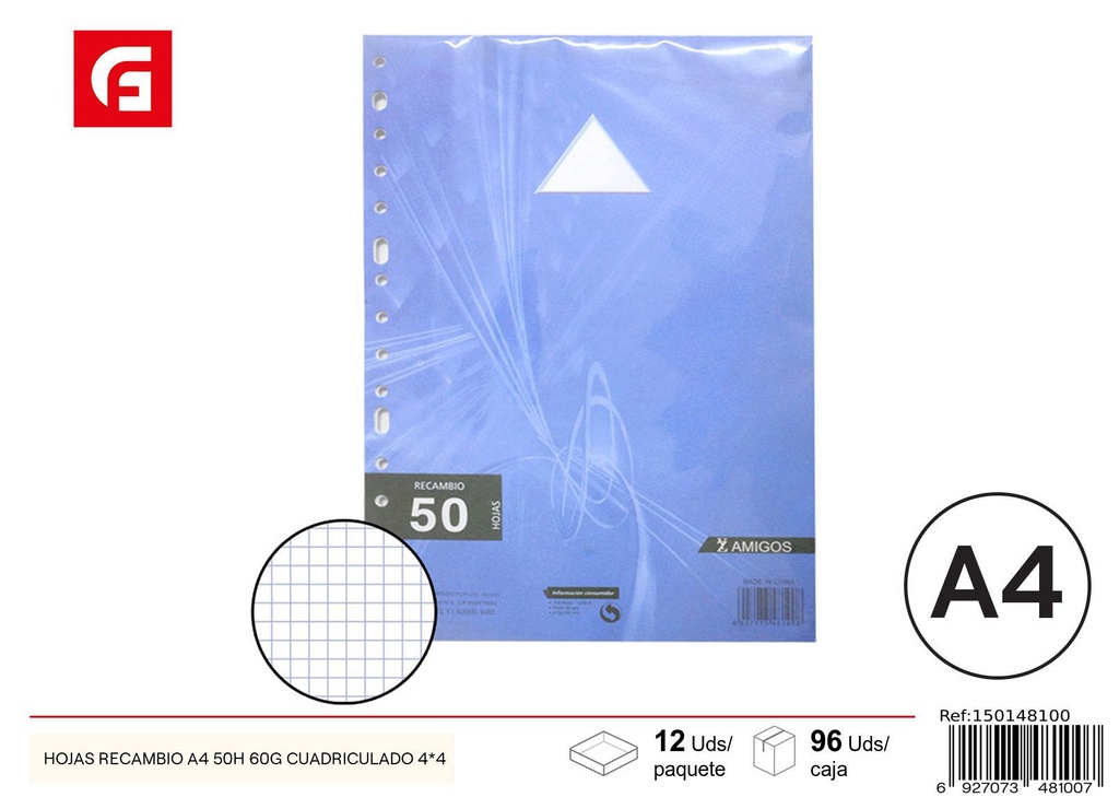  Hojas de recambio A4 50 hojas 60g - Papelería para el hogar