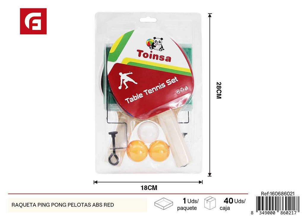 Raqueta de ping pong con pelotas ABS rojas - Set de deportes