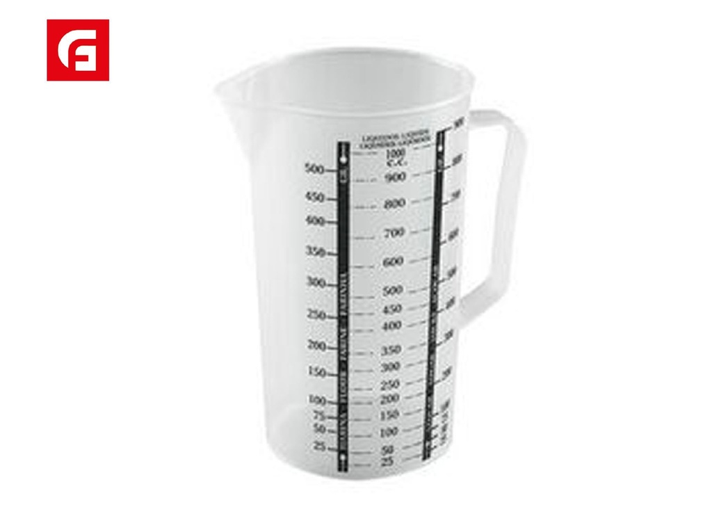 Jarra graduada de plástico 1L - Utensilios de cocina y medición