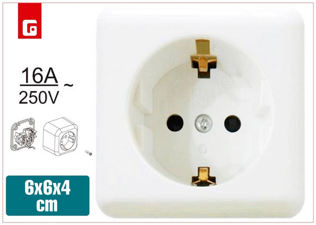 Base enchufe pared con tapa - Suministros eléctricos e interruptores