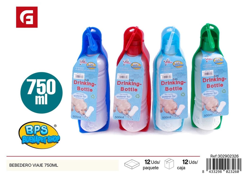 Bebedero de viaje 750 ml - Accesorios para mascotas