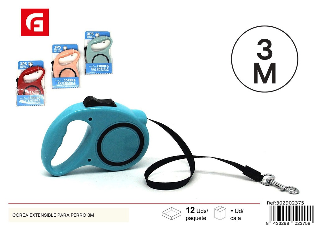 Correa extensible para perro 3m - Correas y collares para mascotas
