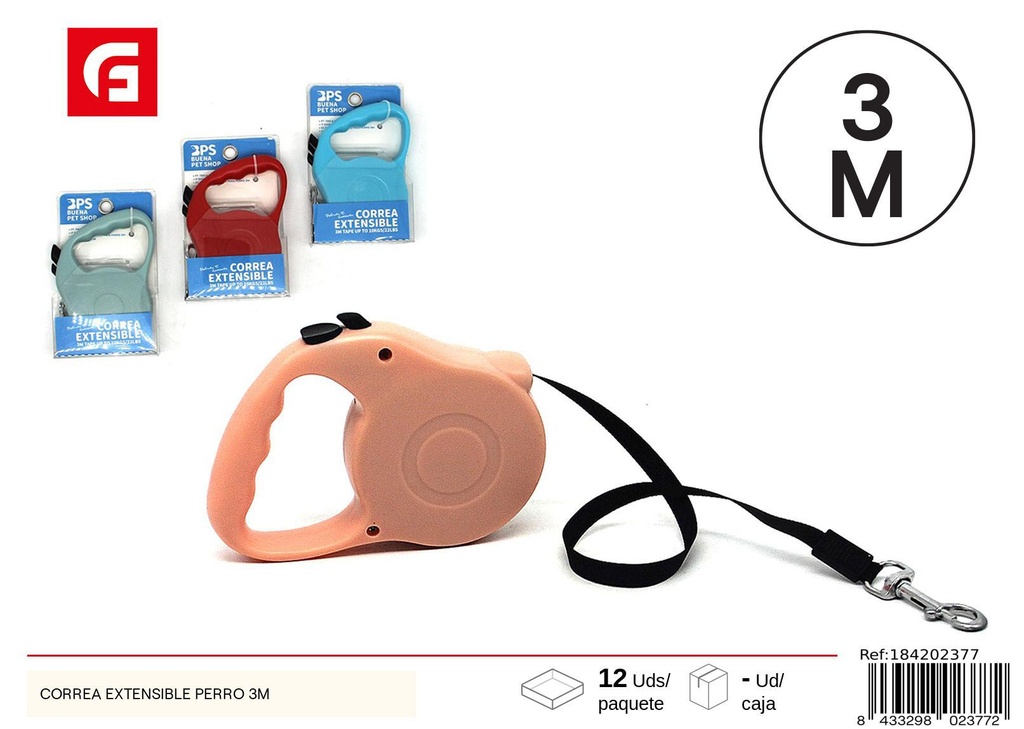 Correa extensible para perro 3m - Accesorios para mascotas