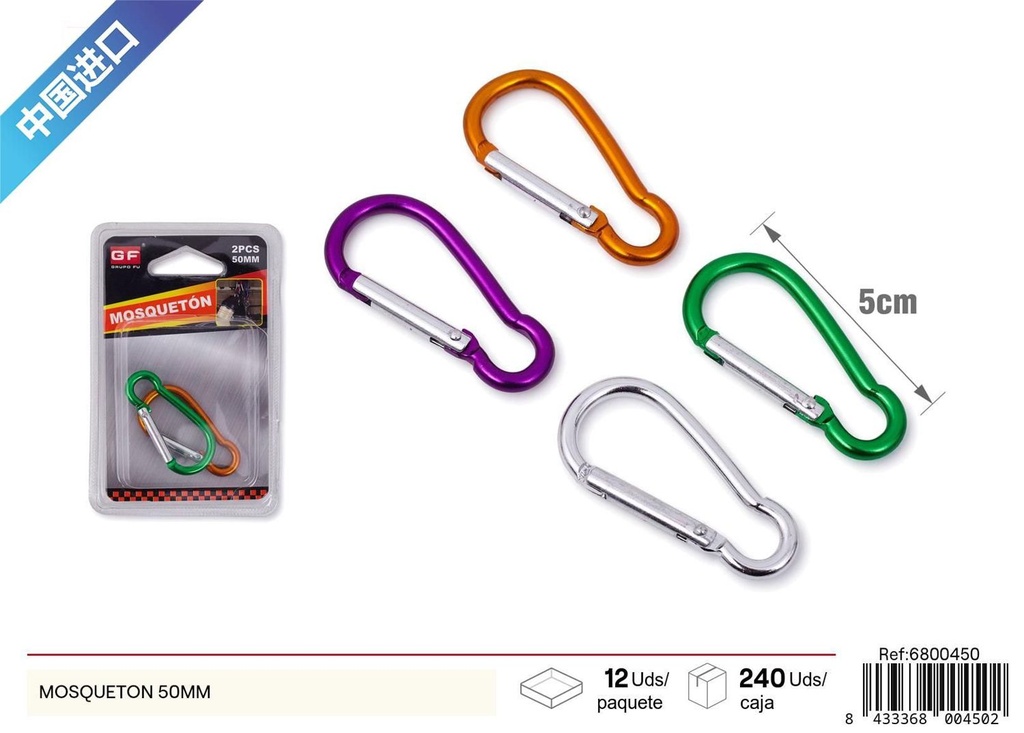 Mosquetón de aluminio 50mm - Accesorios para ferretería