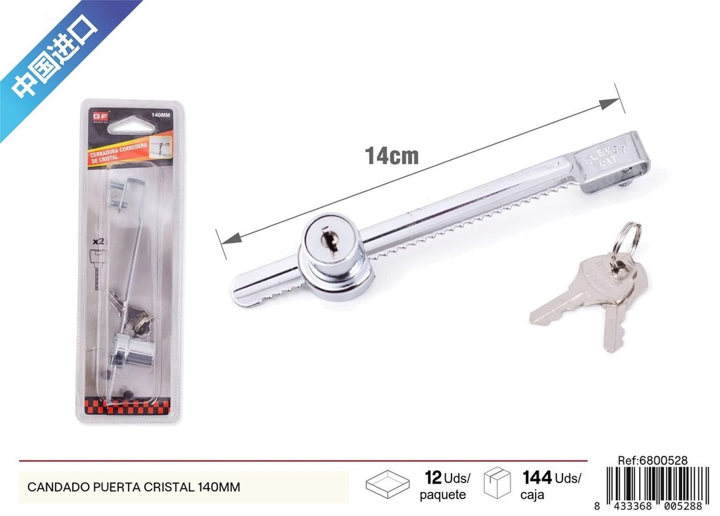 Candado para puerta de cristal 140 mm - Seguridad