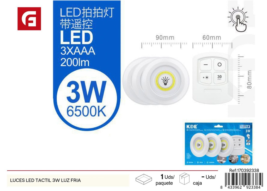 Bombilla LED táctil 3W luz fría - Iluminación y luces nocturnas