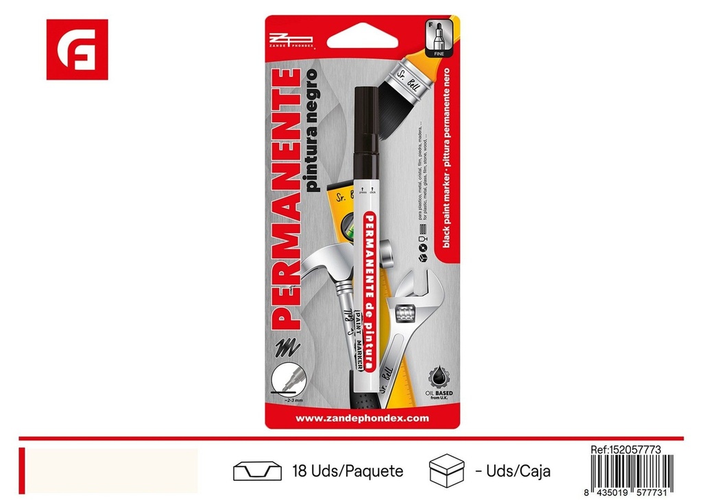 Ratificador permanente de pintura negra 4g con punta de 1.2mm - Rotuladores permanentes y material escolar