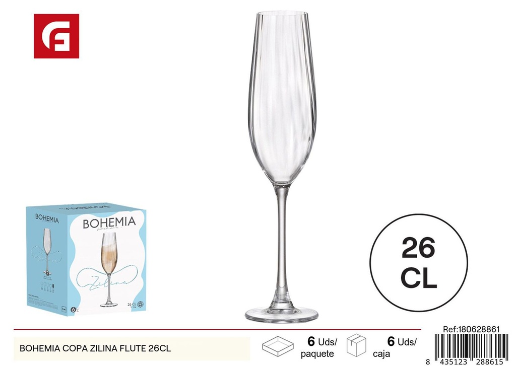 Copa de vidrio Bohemia Zilina Flute 26cl - Vajilla