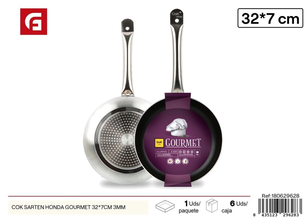 Sartén honda gourmet COK de 32x7 cm y 3mm de grosor - Utensilios de cocina