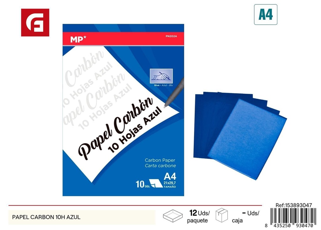 Papel carbón 10 hojas azul - Material de manualidades