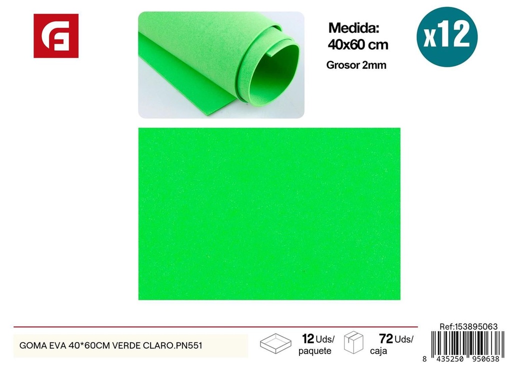 Goma EVA 40*60 cm verde claro - Material para manualidades