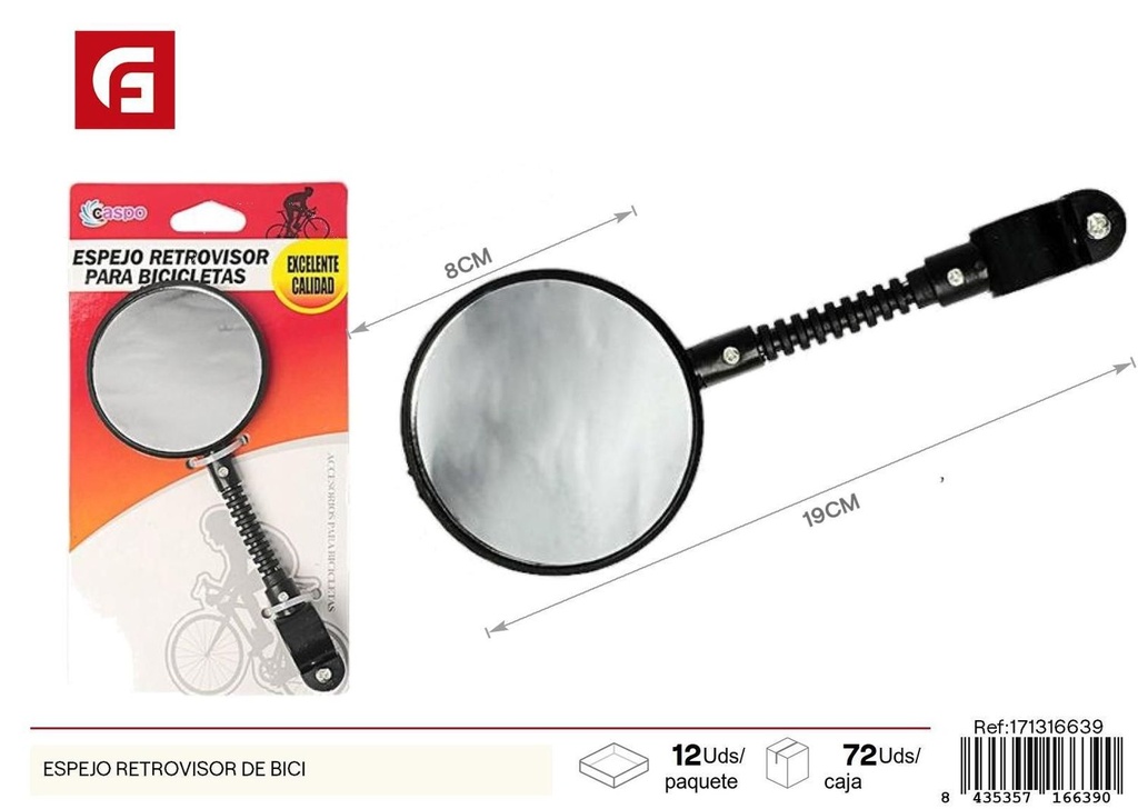 Espejo retrovisor de bici negro - Accesorio para bicicletas