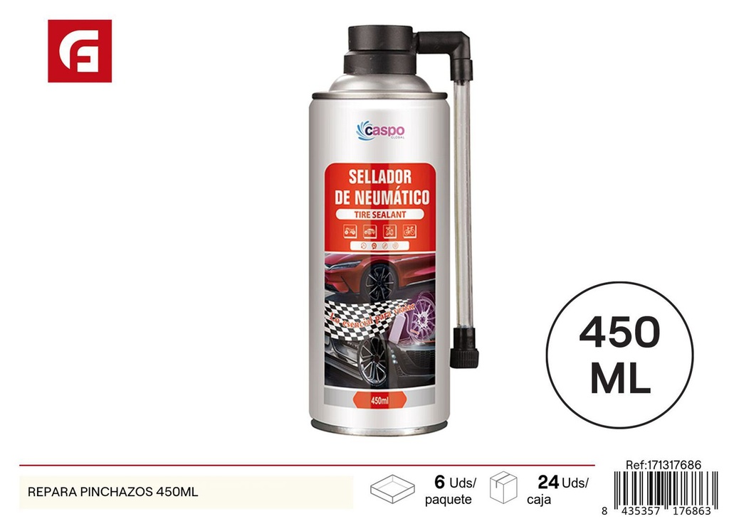 Repara pinchazos 450 ml - Kit de reparación de neumáticos para auto