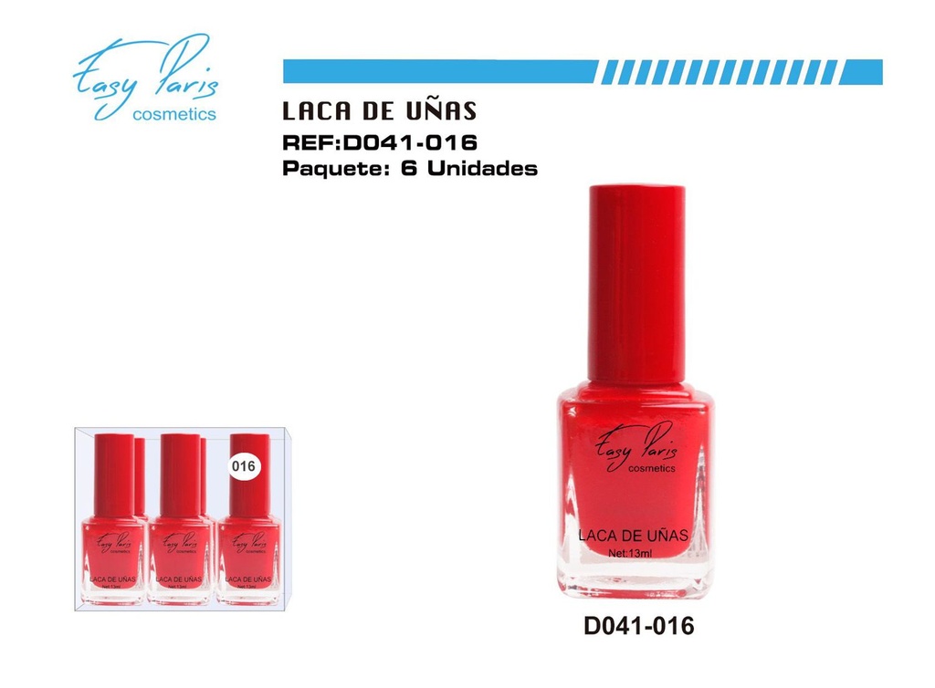 Laca de uñas roja 6 unidades - Cosméticos