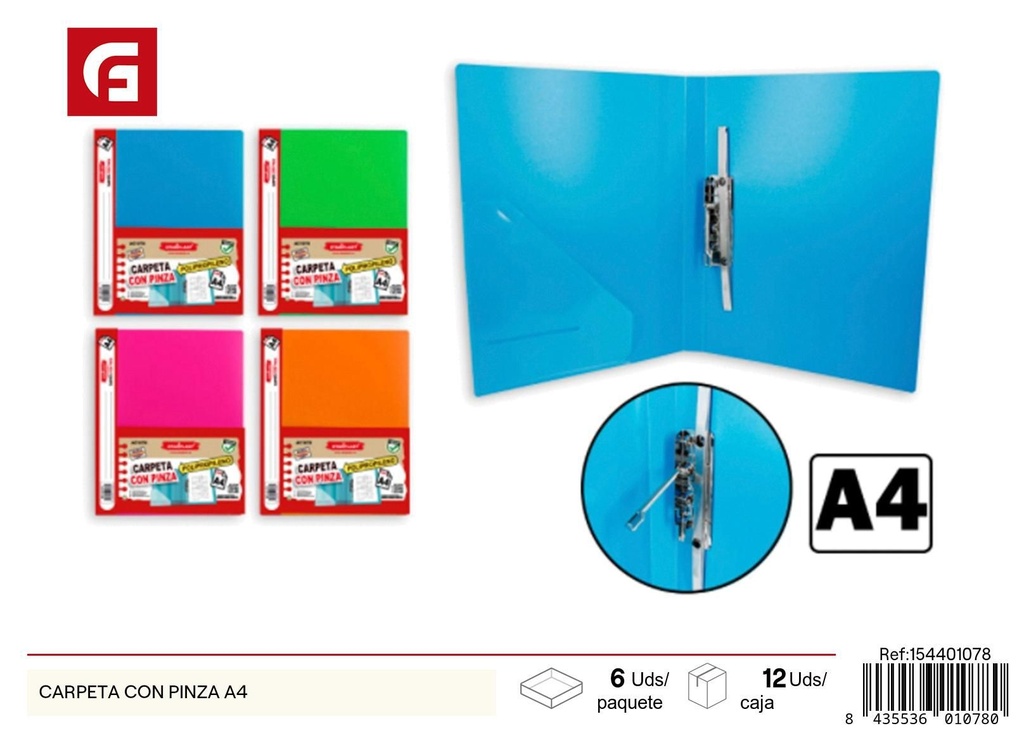 Carpeta con pinza A4 - Material de oficina y papelería