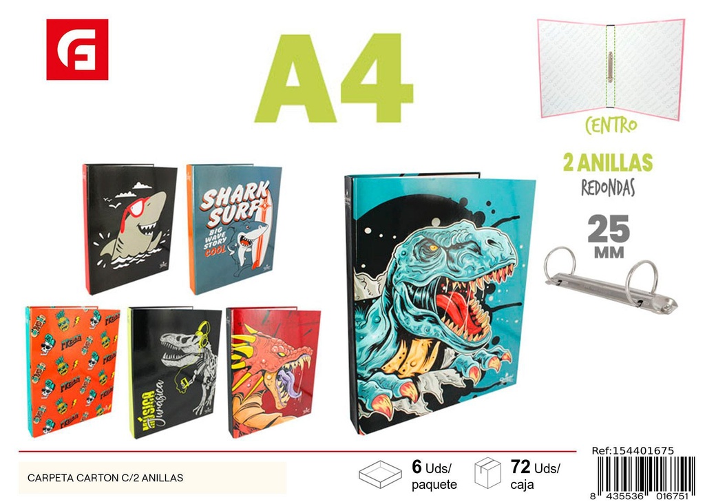Carpeta de cartón con 2 anillas - Material de oficina