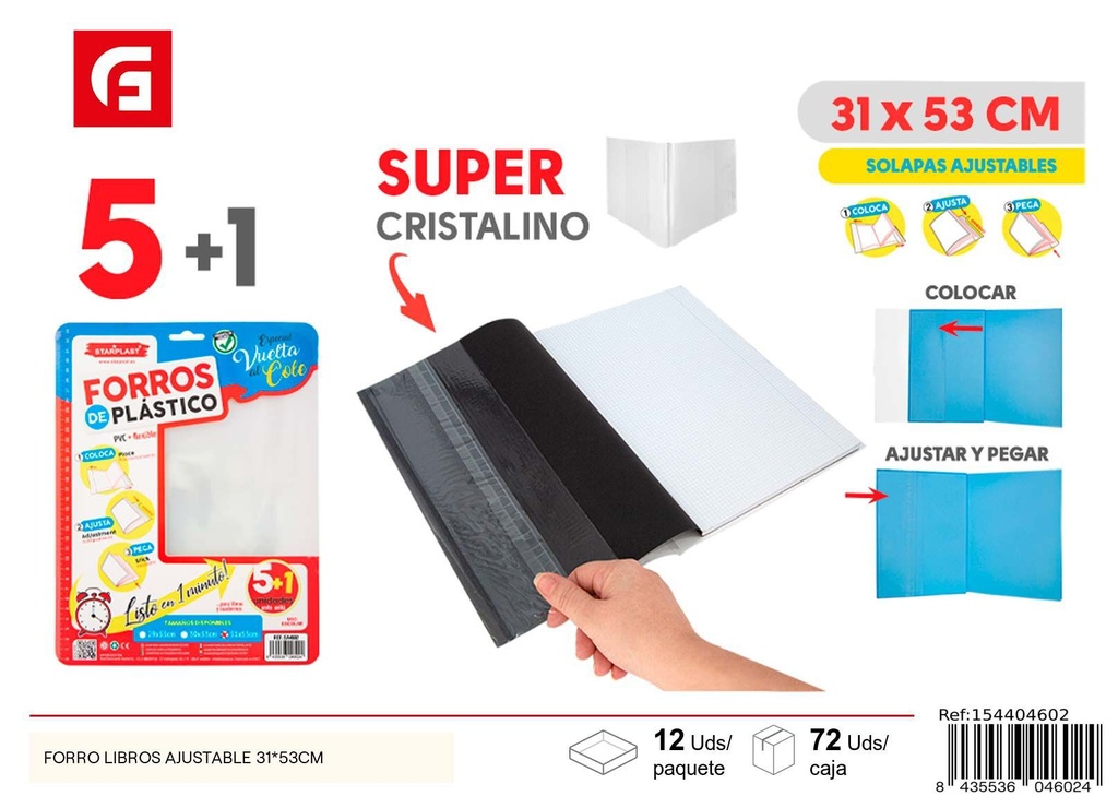 Forro de libros ajustable 31x53 cm - Protección de libros y suministros