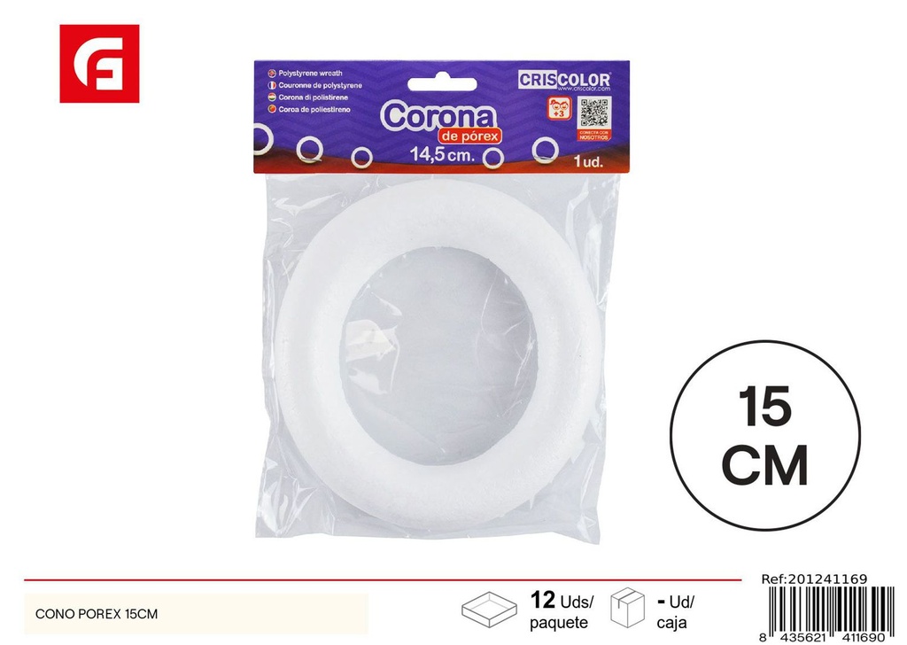 Coroa de porexpán 15 cm - Artículos de manualidades