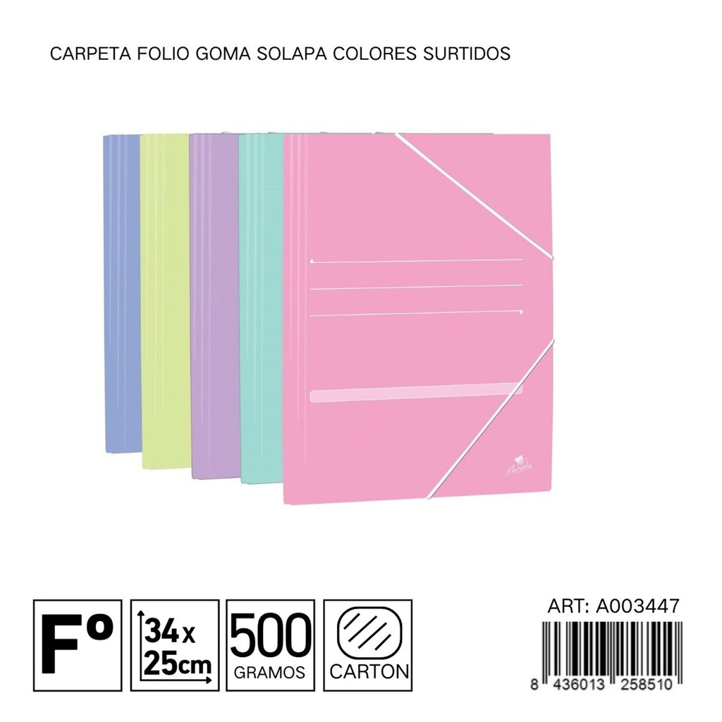 Carpeta folio con solapas colores surtidos pastel 500 g 20 pcs - Materiales de oficina