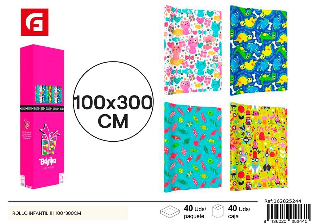 Rollo infantil de papel de regalo 100*300cm - Materiales para regalos
