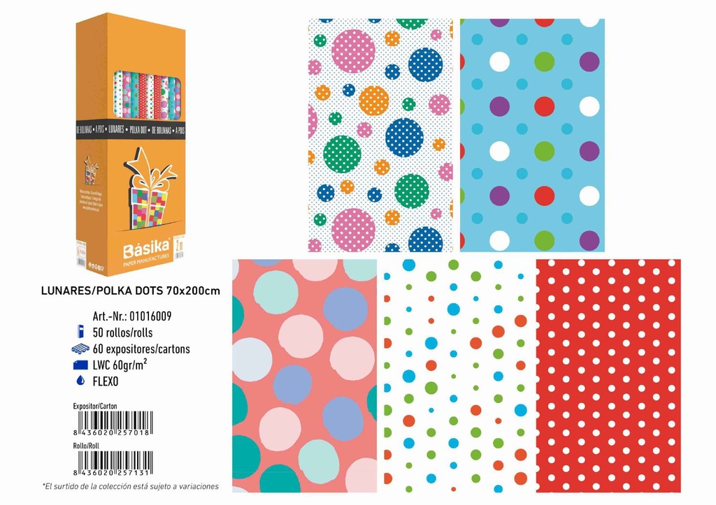 Papel de regalo 70*200 cm lunares - Material de envoltura