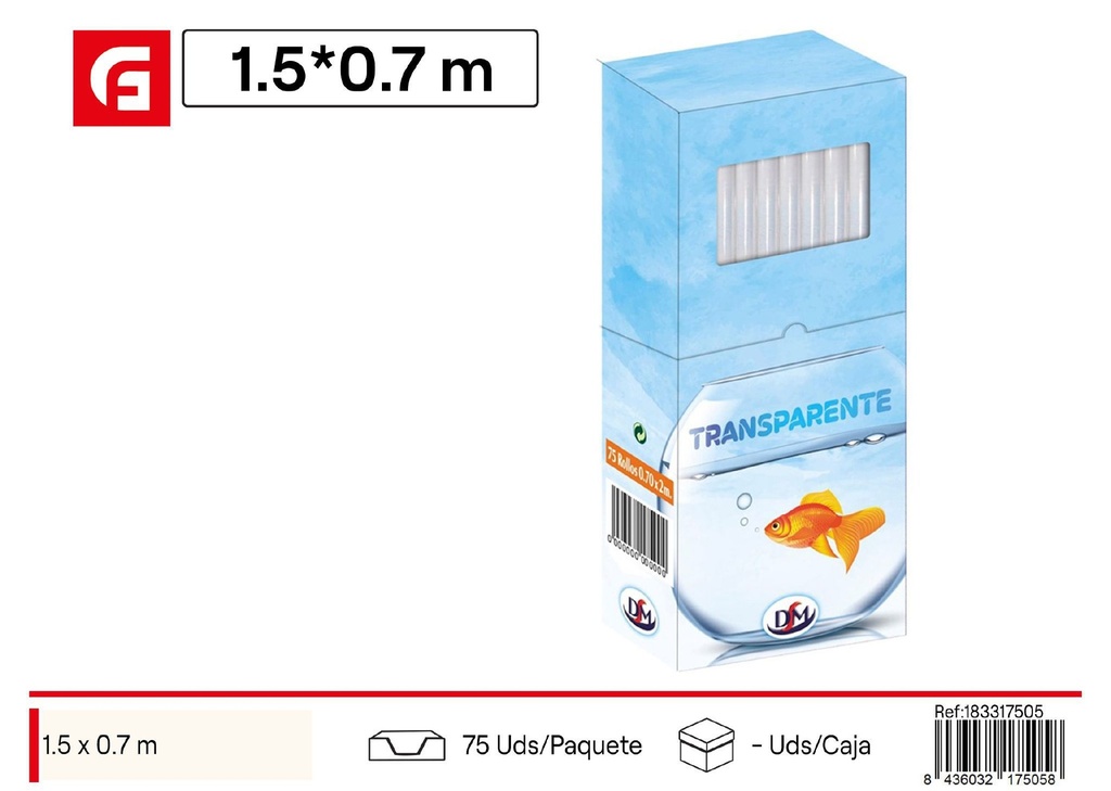 Rollo de papel regalo transparente liso 1.5m x 0.7m - Empaque para regalos  
