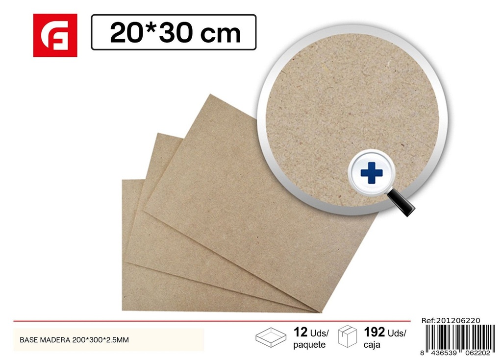 Tablero de madera 200*300*2.5 mm - Manualidades