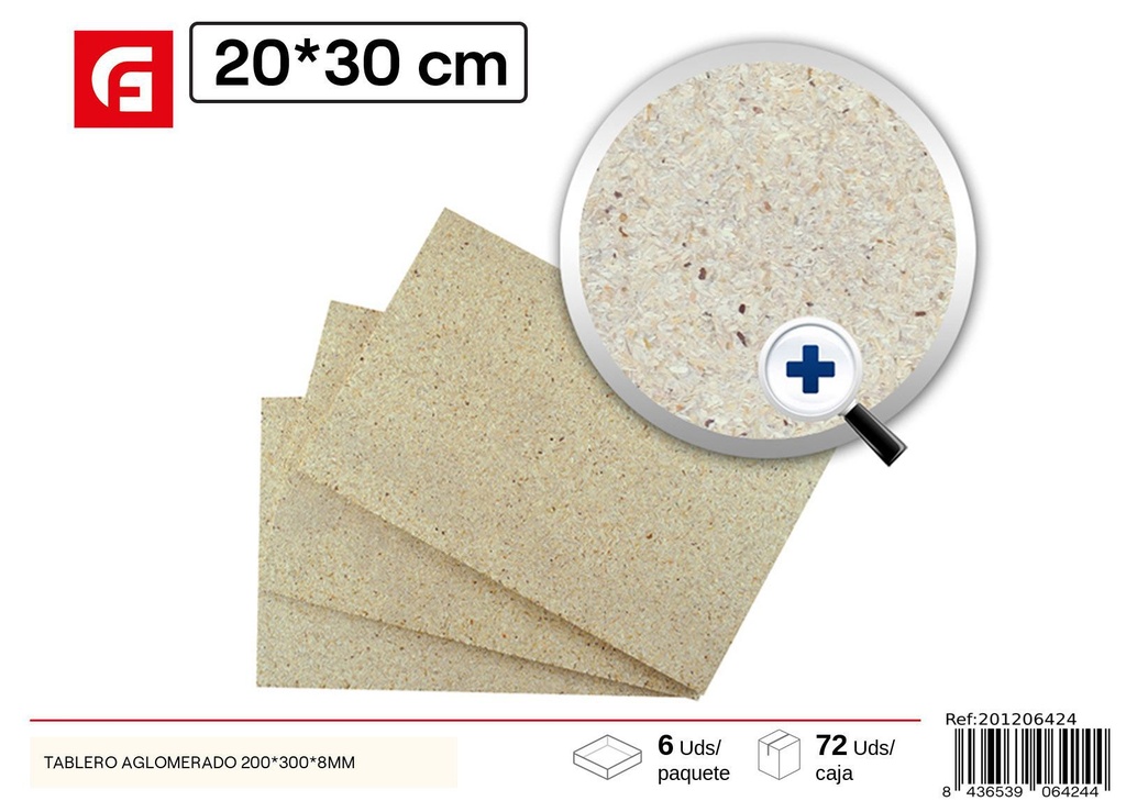 Tablero aglomerado 200*300*8 mm - Material para manualidades