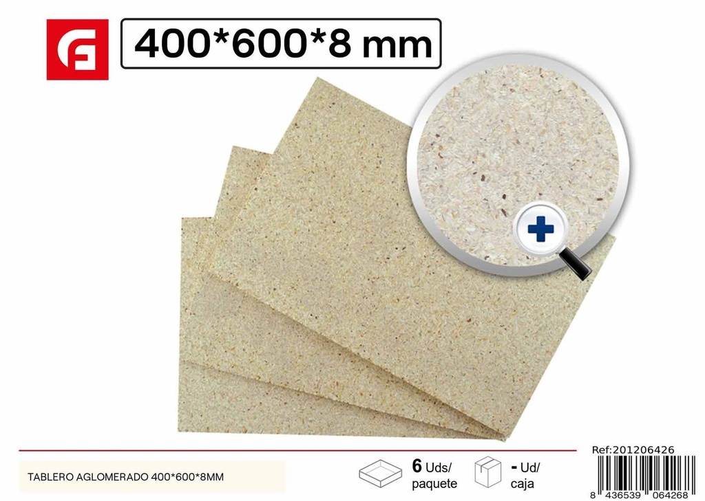 Tablero aglomerado 400x600x8mm - Manualidades y tablas de madera