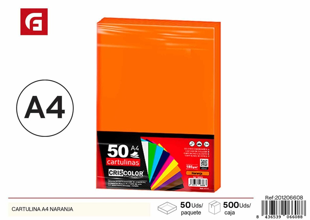 CARTULINA A4 NARANJA - Papelería y manualidades