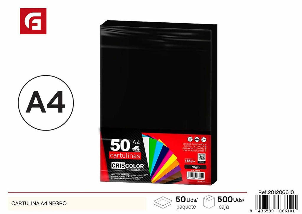 CARTULINA A4 NEGRA - Papelería y manualidades