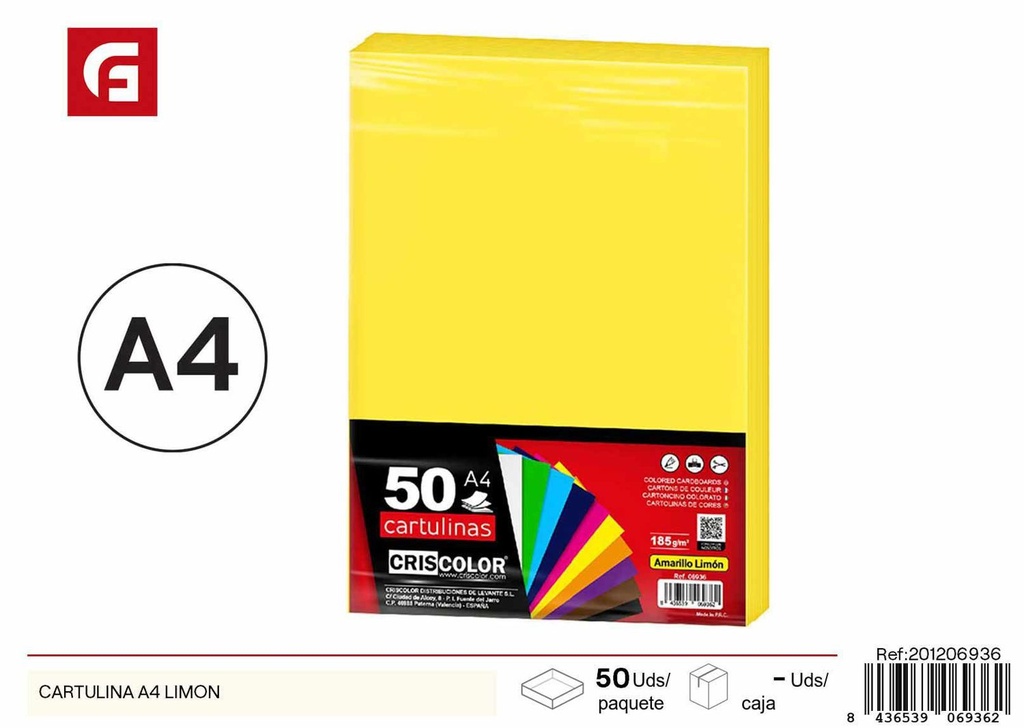 CARTULINA A4 LIMON - Papelería y manualidades