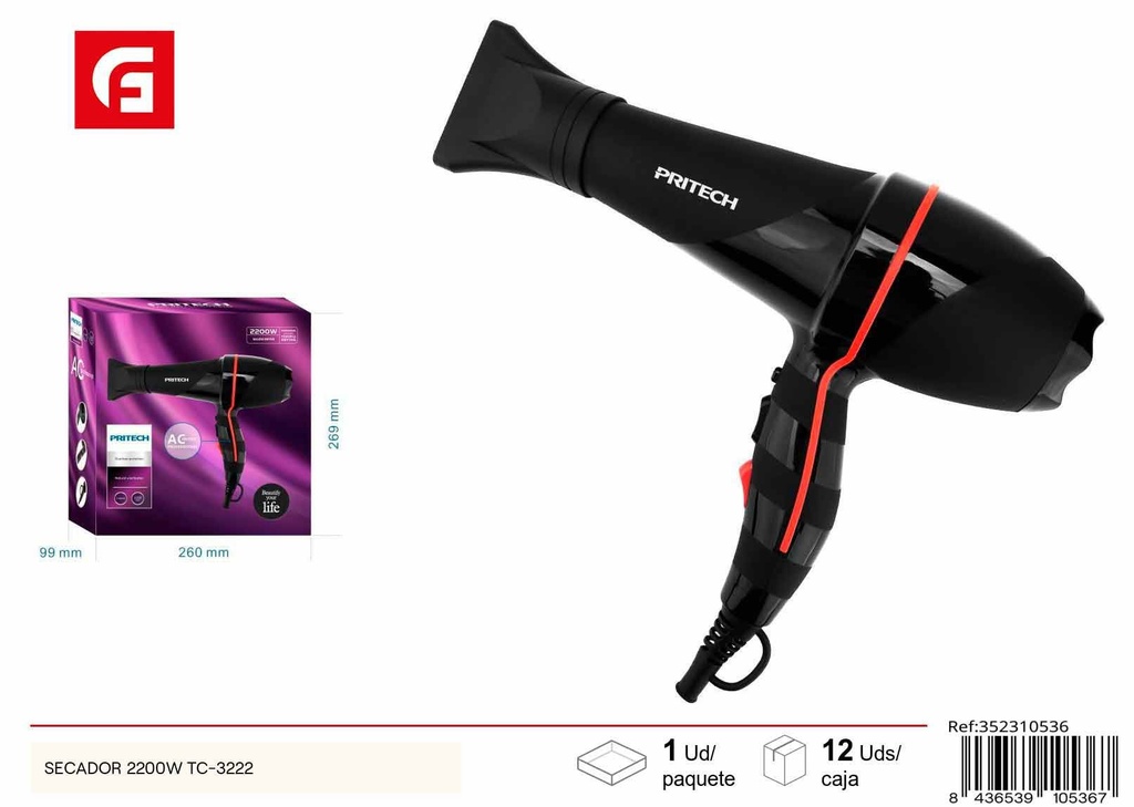Secador de pelo 2200W TC-3222 - Electrónica y cuidados del cabello