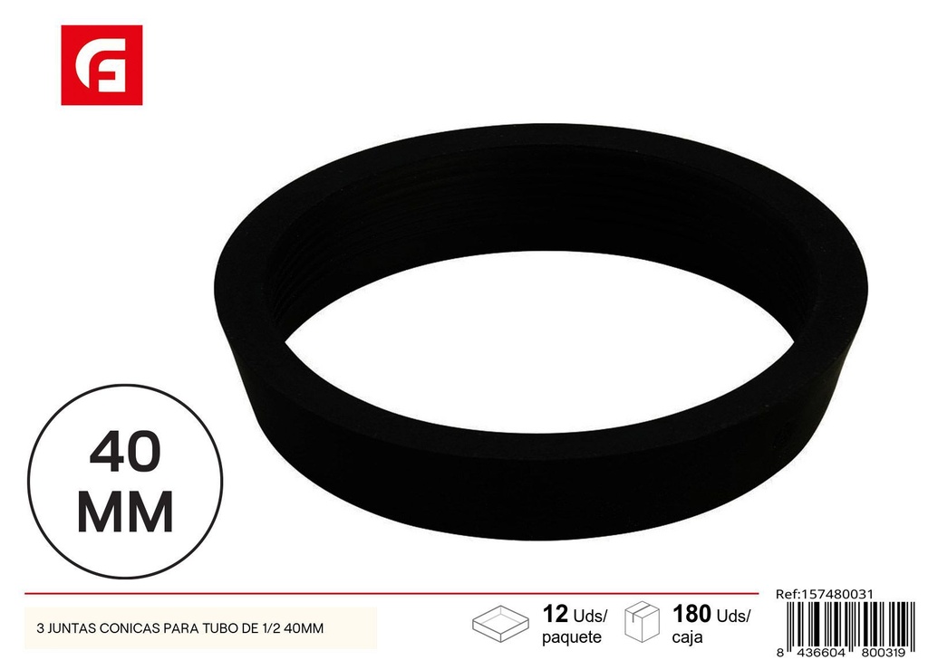 Juntas cónicas para tubos de 1/2 40mm - Accesorios de fontanería