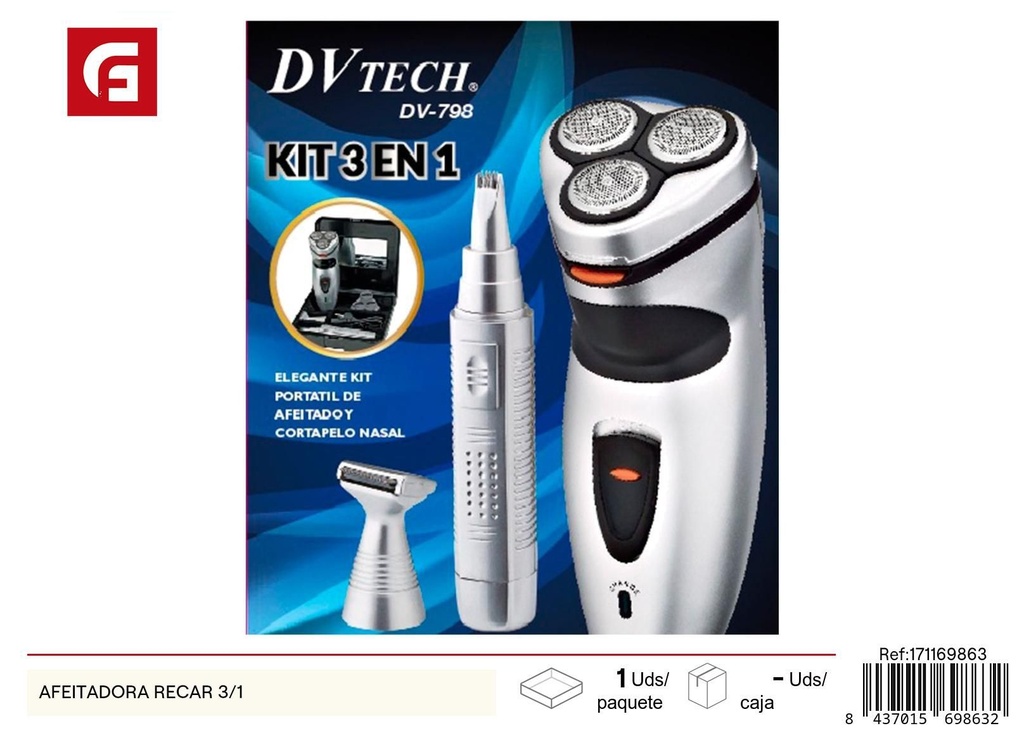 Afeitadora recargable 3 en 1 - Electrónica y afeitadoras eléctricas