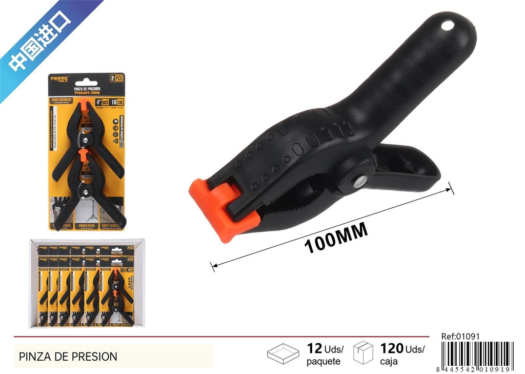 Pinza de presión de nylon doble 4 pulgadas 100 mm - Herramientas de ferretería