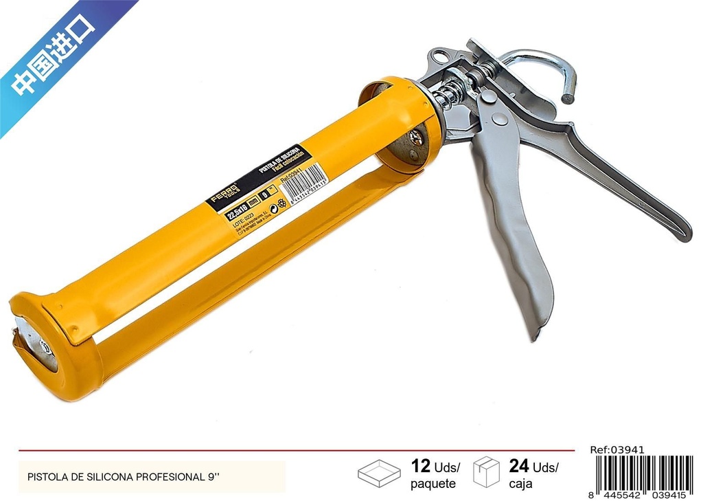 Pistola de silicona profesional 9" 440g - Herramientas de ferretería y aplicación de adhesivo