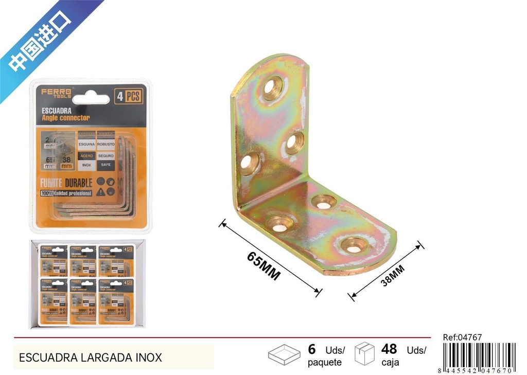 Escuadra redonda 2.8mm 65x65x38mm 4pcs - Accesorios de ferretería y escuadras