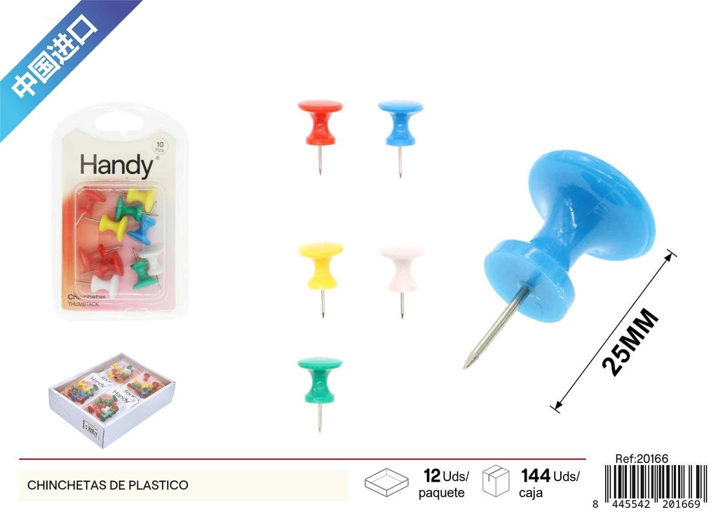 Chinchetas de plástico grandes - Material de oficina
