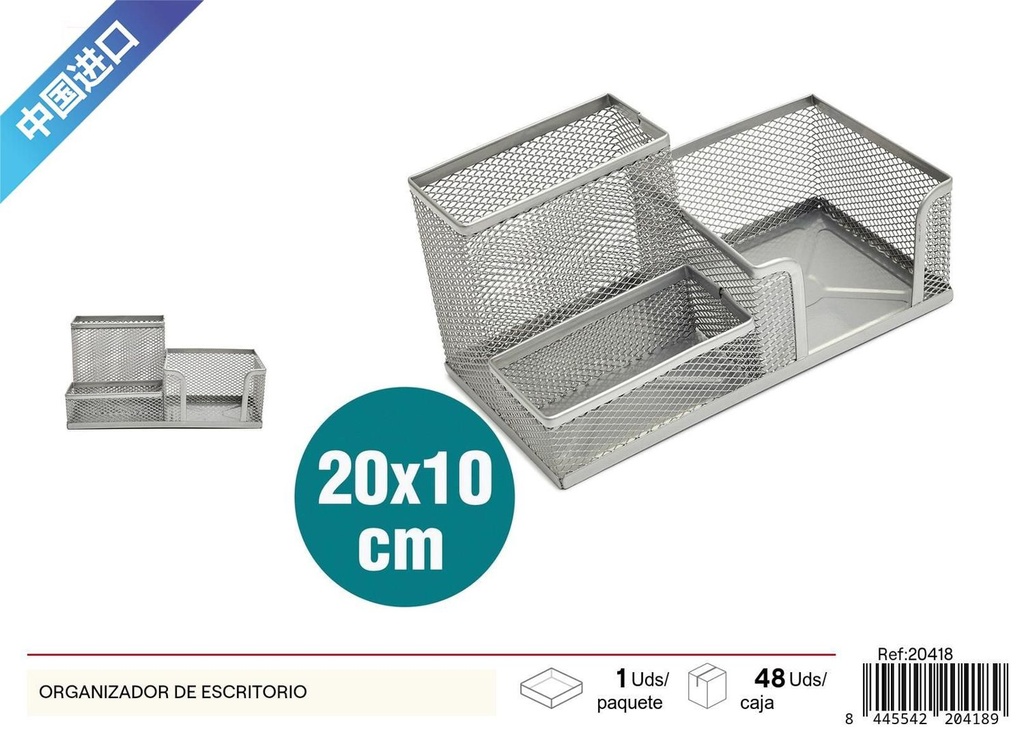 Organizador de escritorio plateado - Artículos de oficina