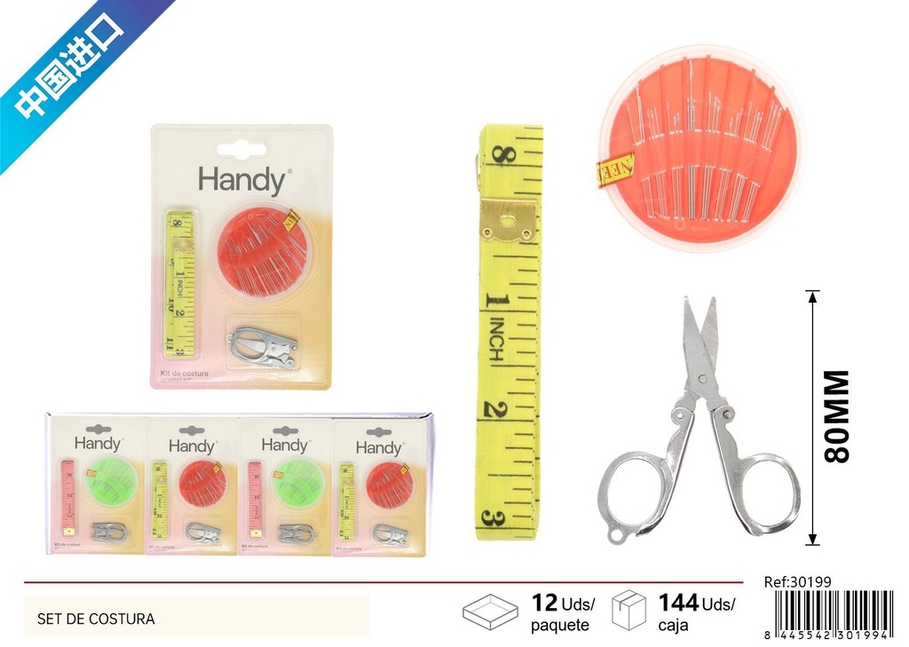 Juego de costura con cinta métrica y quitahilos - Accesorios de costura